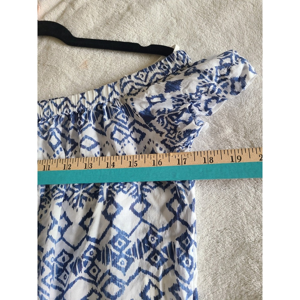 Cloth & Stone Charleston Off the Sholder Top Blue White Boho Size S Lightweight - Picture 7 of 7
